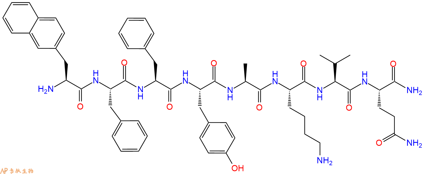 专肽生物产品H2N-2Nal-Phe-Phe-Tyr-Ala-Lys-Val-Gln-CONH2