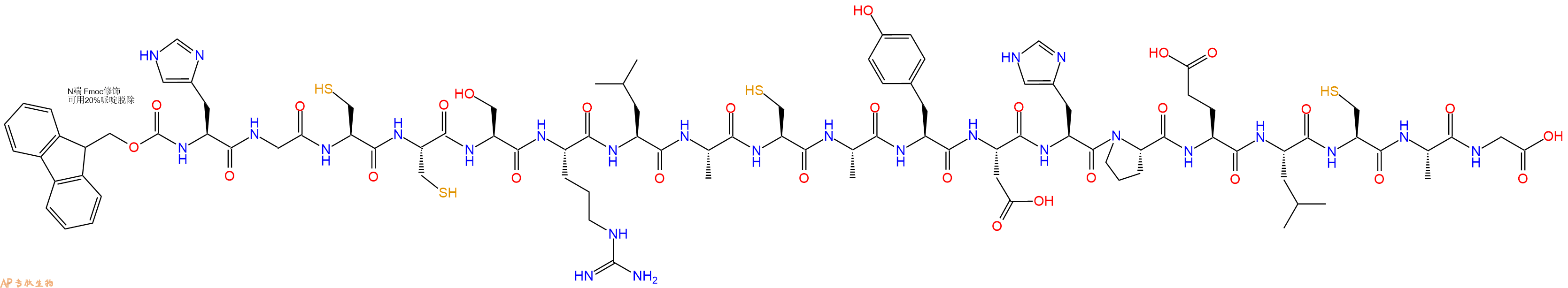 专肽生物产品Fmoc-His-Gly-Cys-Cys-Ser-Arg-Leu-Ala-Cys-Ala-Tyr-Asp-His-Pro-Glu-Leu-Cys-Ala-Gly-OH
