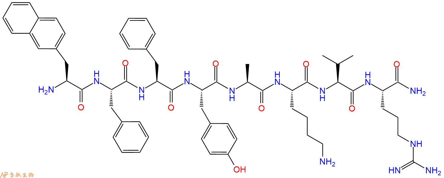 专肽生物产品H2N-2Nal-Phe-Phe-Tyr-Ala-Lys-Val-Arg-CONH2
