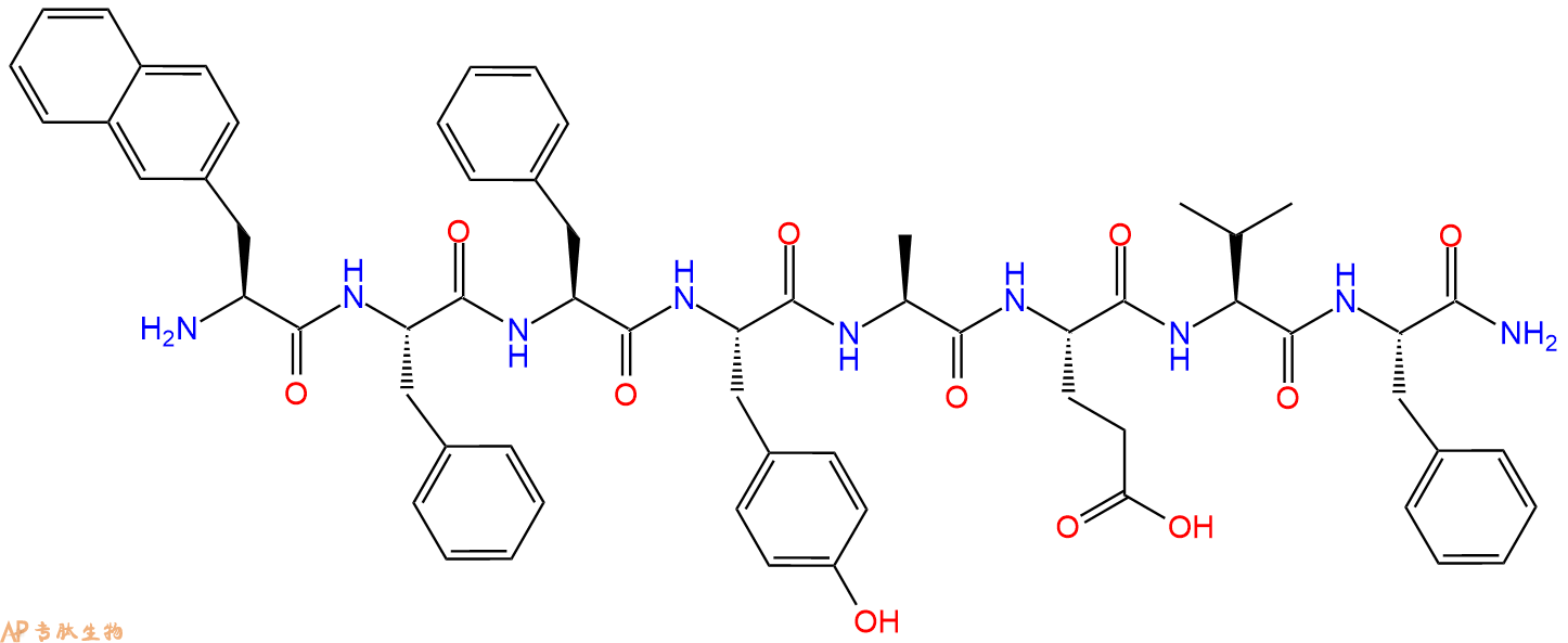 专肽生物产品H2N-2Nal-Phe-Phe-Tyr-Ala-Glu-Val-Phe-CONH2