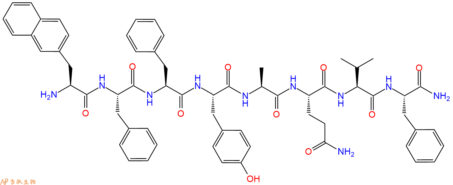 专肽生物产品H2N-2Nal-Phe-Phe-Tyr-Ala-Gln-Val-Phe-CONH2