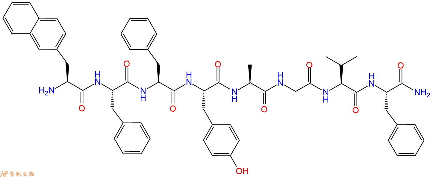 专肽生物产品H2N-2Nal-Phe-Phe-Tyr-Ala-Gly-Val-Phe-CONH2