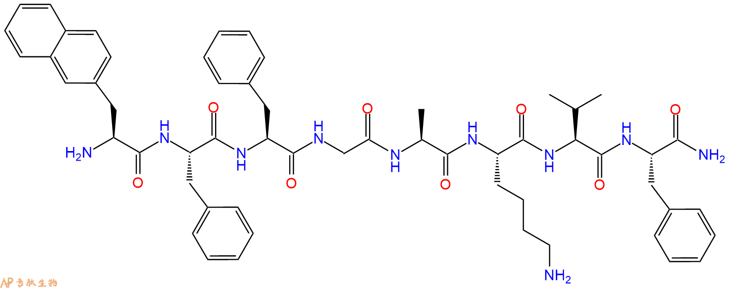 专肽生物产品H2N-2Nal-Phe-Phe-Gly-Ala-Lys-Val-Phe-CONH2