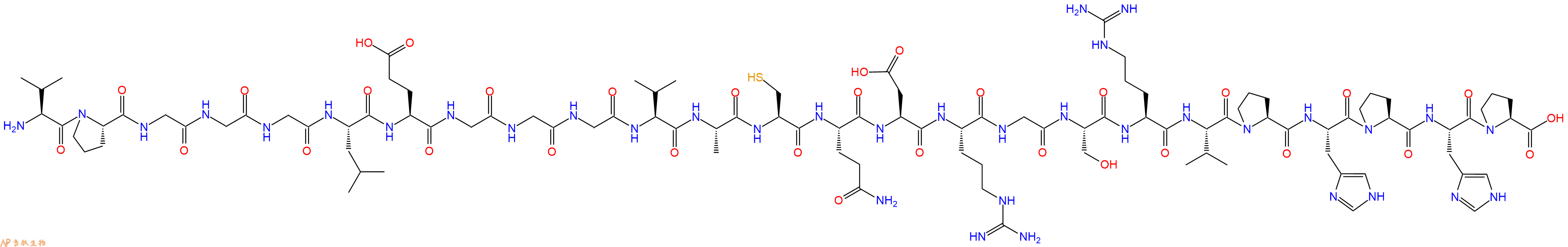 专肽生物产品H2N-Val-Pro-Gly-Gly-Gly-Leu-Glu-Gly-Gly-Gly-Val-Ala-Cys-Gln-Asp-Arg-Gly-Ser-Arg-Val-Pro-His-Pro-His-Pro-OH