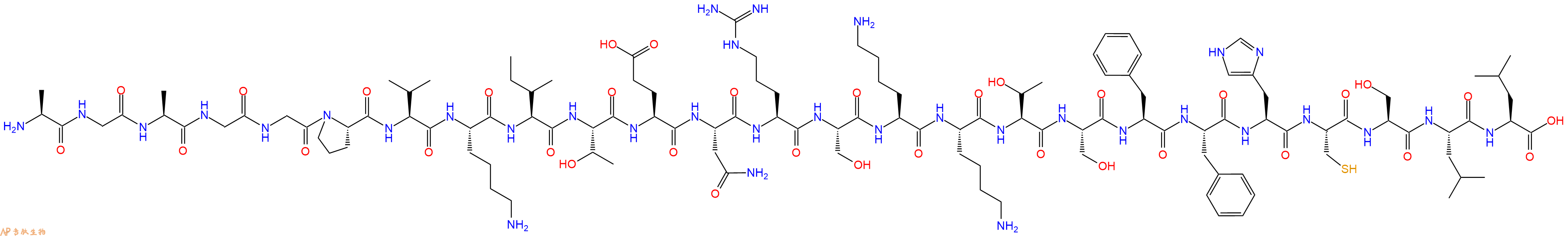 专肽生物产品H2N-Ala-Gly-Ala-Gly-Gly-Pro-Val-Lys-Ile-Thr-Glu-Asn-Arg-Ser-Lys-Lys-Thr-Ser-Phe-Phe-His-Cys-Ser-Leu-Leu-OH