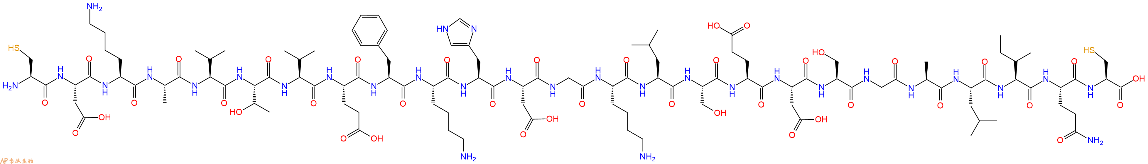 专肽生物产品H2N-Cys-Asp-Lys-Ala-Val-Thr-Val-Glu-Phe-Lys-His-Asp-Gly-Lys-Leu-Ser-Glu-Asp-Ser-Gly-Ala-Leu-Ile-Gln-Cys-OH