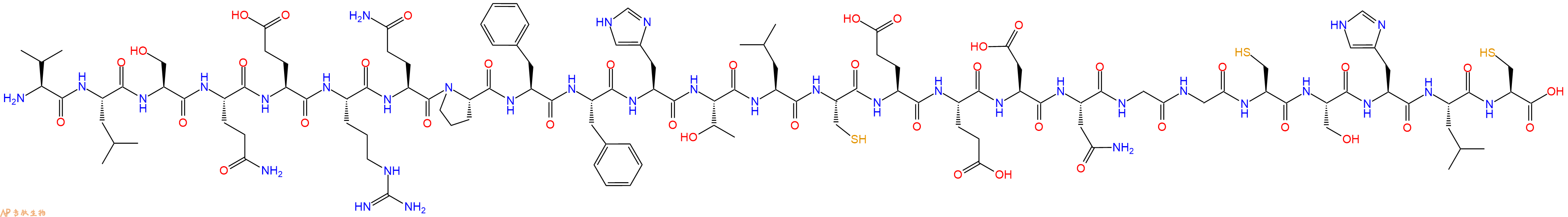 专肽生物产品H2N-Val-Leu-Ser-Gln-Glu-Arg-Gln-Pro-Phe-Phe-His-Thr-Leu-Cys-Glu-Glu-Asp-Asn-Gly-Gly-Cys-Ser-His-Leu-Cys-OH