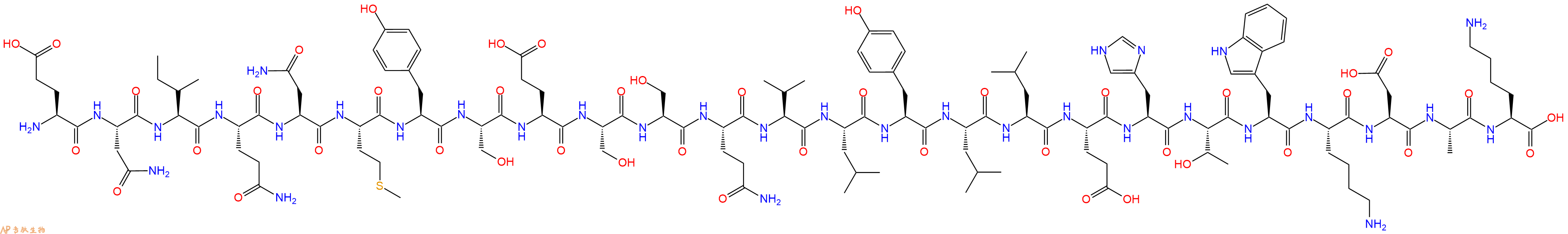 专肽生物产品H2N-Glu-Asn-Ile-Gln-Asn-Met-Tyr-Ser-Glu-Ser-Ser-Gln-Val-Leu-Tyr-Leu-Leu-Glu-His-Thr-Trp-Lys-Asp-Ala-Lys-OH