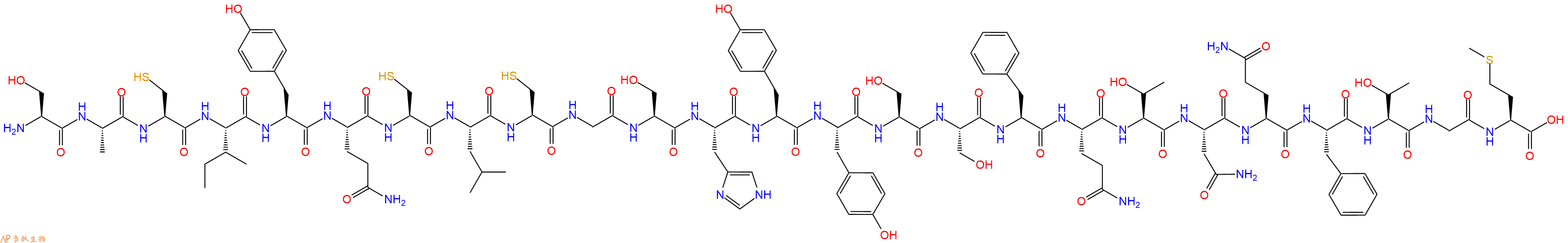 专肽生物产品H2N-Ser-Ala-Cys-Ile-Tyr-Gln-Cys-Leu-Cys-Gly-Ser-His-Tyr-Tyr-Ser-Ser-Phe-Gln-Thr-Asn-Gln-Phe-Thr-Gly-Met-OH