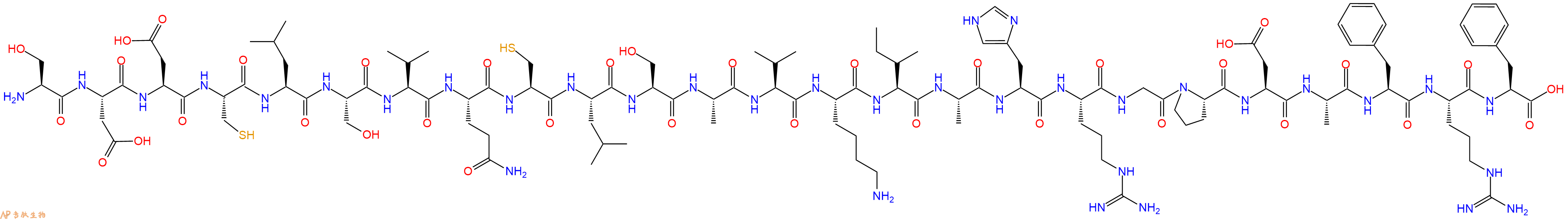 专肽生物产品H2N-Ser-Asp-Asp-Cys-Leu-Ser-Val-Gln-Cys-Leu-Ser-Ala-Val-Lys-Ile-Ala-His-Arg-Gly-Pro-Asp-Ala-Phe-Arg-Phe-OH