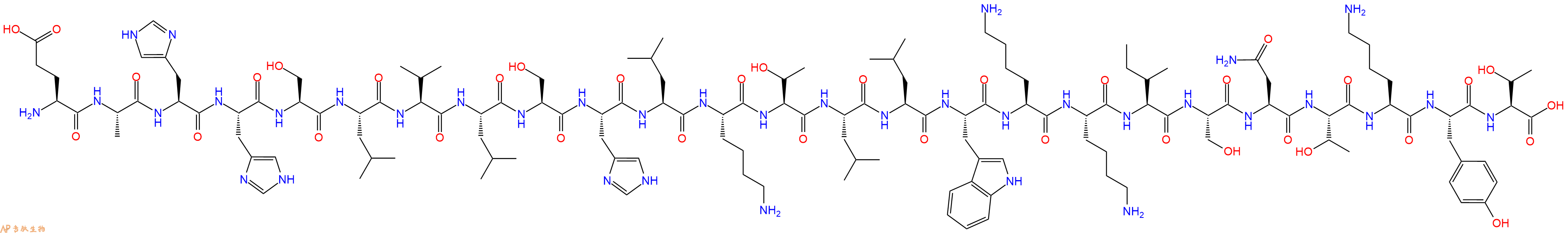 专肽生物产品H2N-Glu-Ala-His-His-Ser-Leu-Val-Leu-Ser-His-Leu-Lys-Thr-Leu-Leu-Trp-Lys-Lys-Ile-Ser-Asn-Thr-Lys-Tyr-Thr-OH