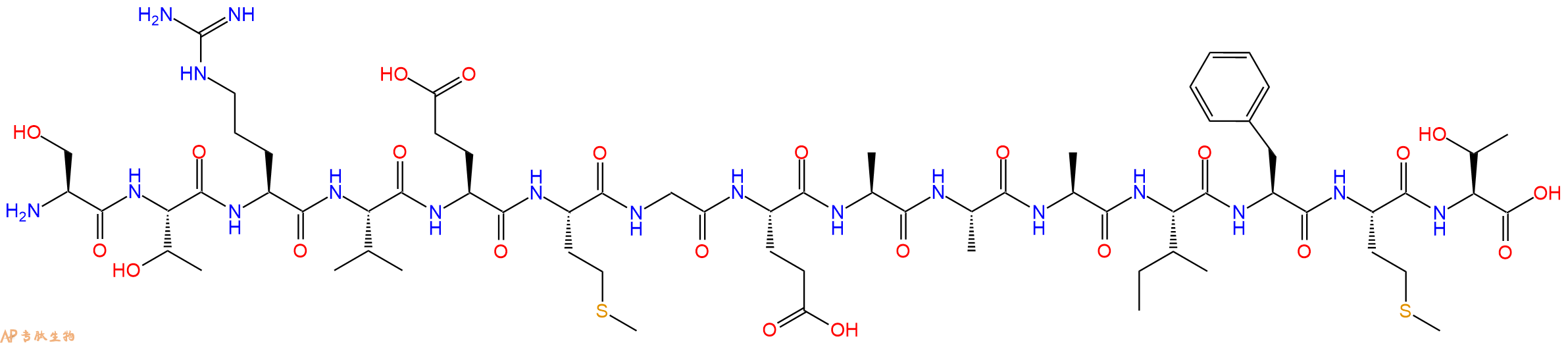 专肽生物产品H2N-Ser-Thr-Arg-Val-Glu-Met-Gly-Glu-Ala-Ala-Ala-Ile-Phe-Met-Thr-OH