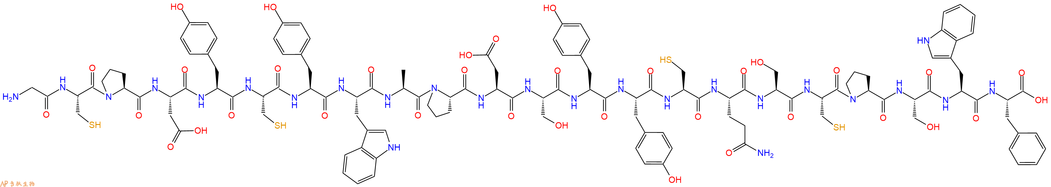 专肽生物产品H2N-Gly-Cys-Pro-Asp-Tyr-Cys-Tyr-Trp-Ala-Pro-Asp-Ser-Tyr-Tyr-Cys-Gln-Ser-Cys-Pro-Ser-Trp-Phe-OH