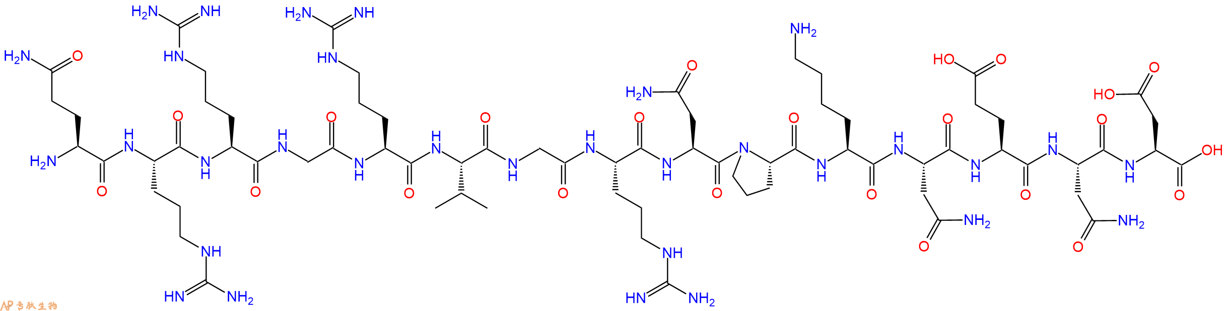 专肽生物产品H2N-Gln-Arg-Arg-Gly-Arg-Val-Gly-Arg-Asn-Pro-Lys-Asn-Glu-Asn-Asp-OH