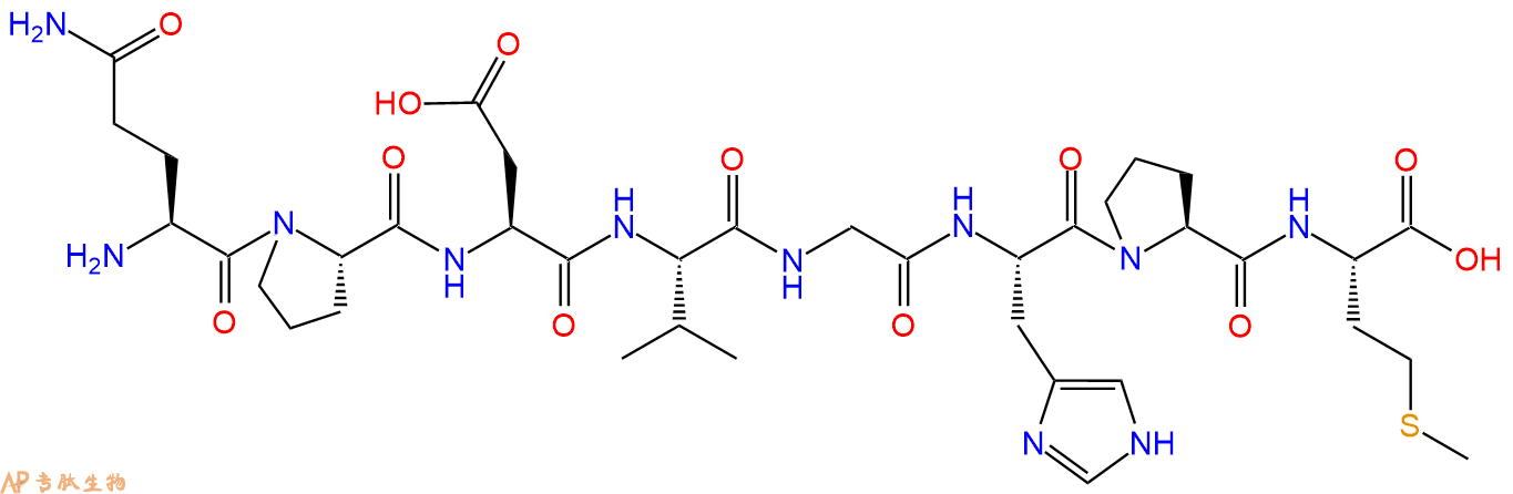 专肽生物产品H2N-Gln-Pro-Asp-Val-Gly-His-Pro-Met-OH
