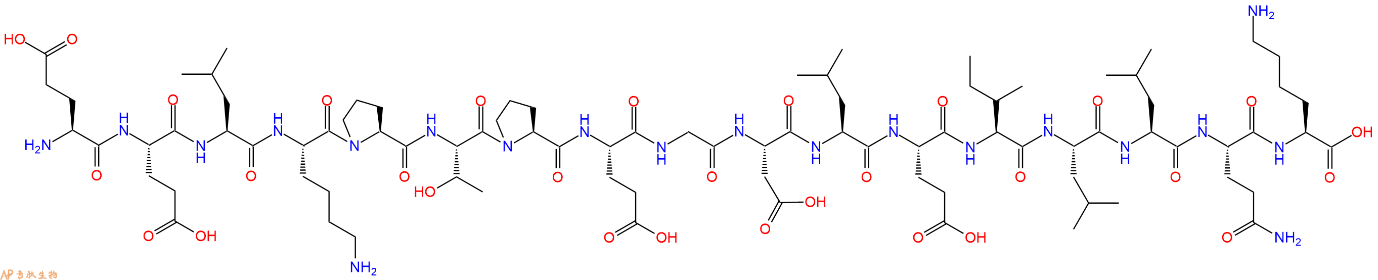 专肽生物产品H2N-Glu-Glu-Leu-Lys-Pro-Thr-Pro-Glu-Gly-Asp-Leu-Glu-Ile-Leu-Leu-Gln-Lys-OH