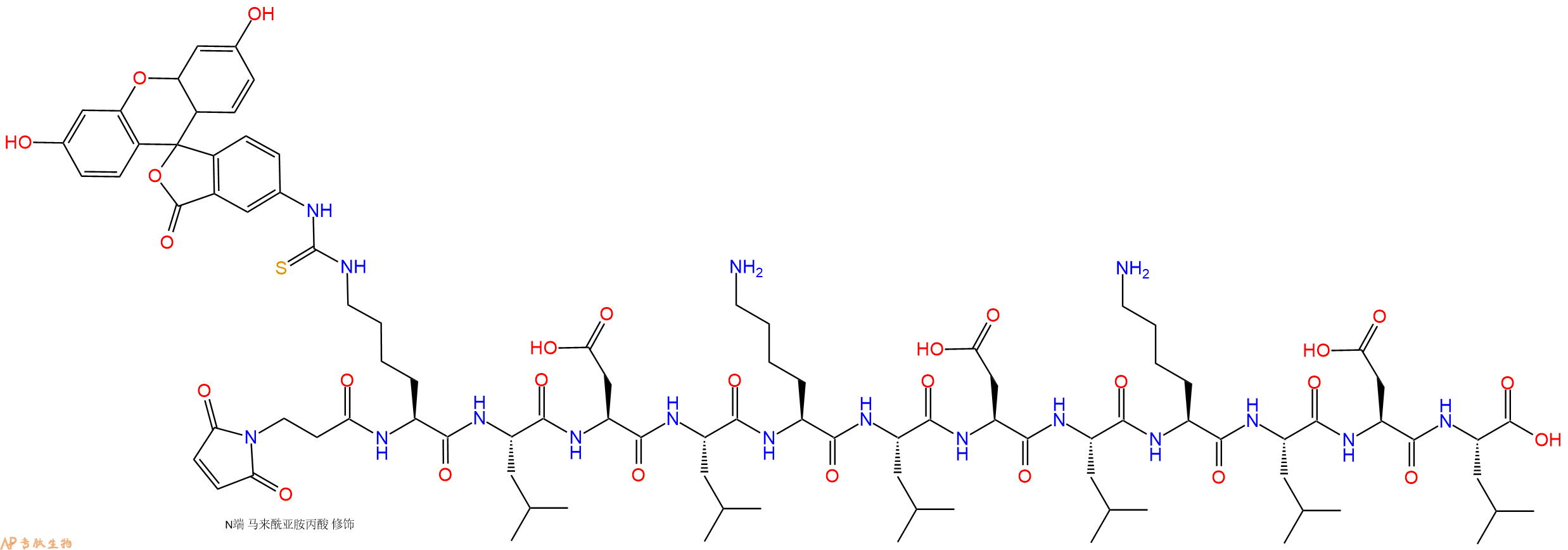 专肽生物产品3Mal-Lys(FITC)-Leu-Asp-Leu-Lys-Leu-Asp-Leu-Lys-Leu-Asp-Leu-OH