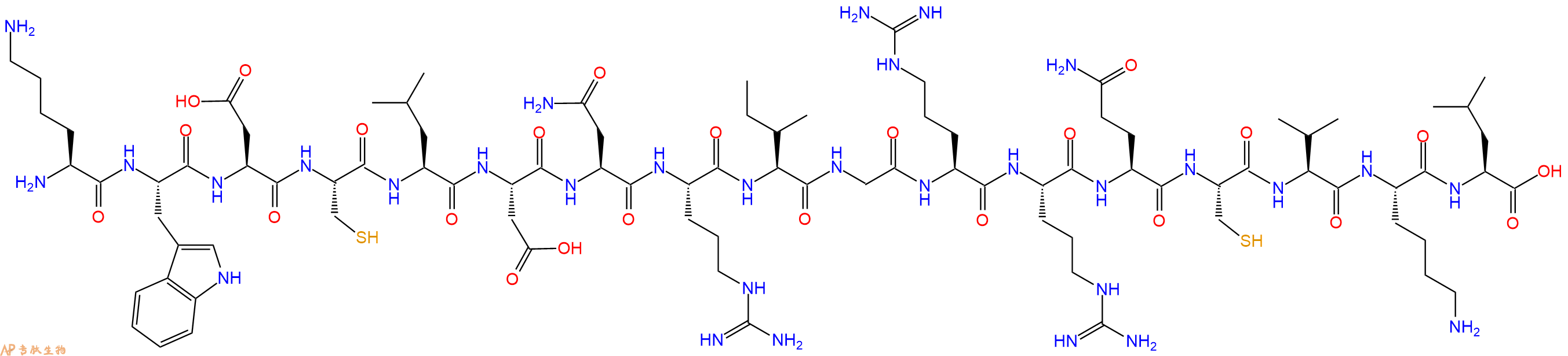 专肽生物产品H2N-Lys-Trp-Asp-Cys-Leu-Asp-Asn-Arg-Ile-Gly-Arg-Arg-Gln-Cys-Val-Lys-Leu-OH