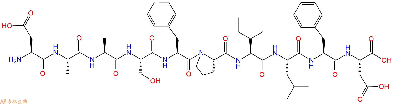 专肽生物产品H2N-Asp-Ala-Ala-Ser-Phe-Pro-Ile-Leu-Phe-Asp-OH