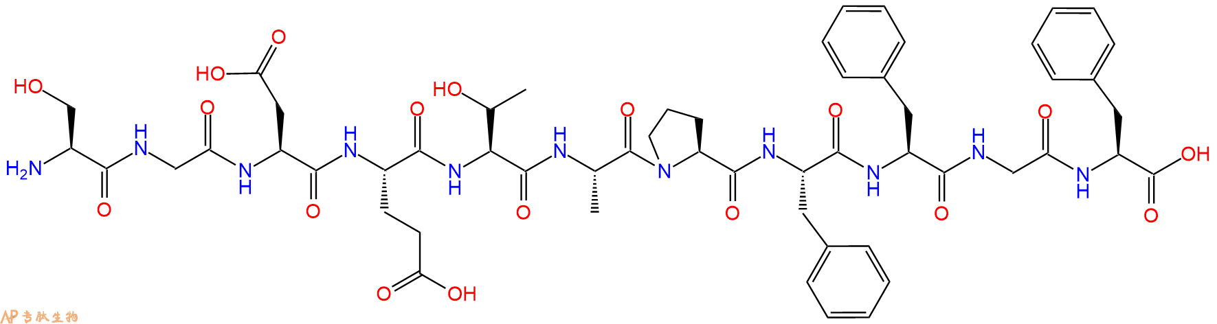 专肽生物产品H2N-Ser-Gly-Asp-Glu-Thr-Ala-Pro-Phe-Phe-Gly-Phe-OH