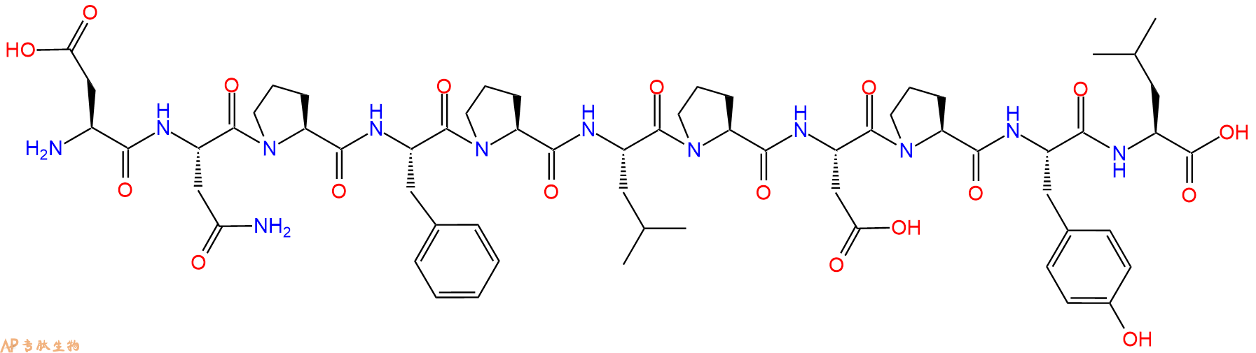 专肽生物产品H2N-Asp-Asn-Pro-Phe-Pro-Leu-Pro-Asp-Pro-Tyr-Leu-OH