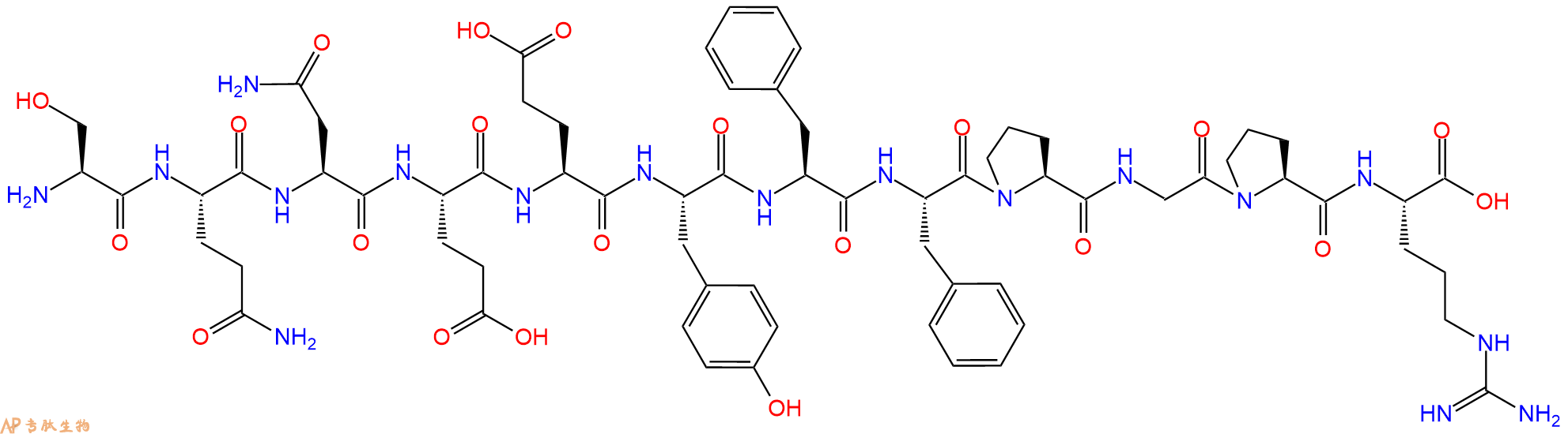 专肽生物产品H2N-Ser-Gln-Asn-Glu-Glu-Tyr-Phe-Phe-Pro-Gly-Pro-Arg-OH