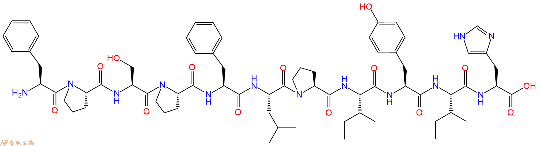 专肽生物产品H2N-Phe-Pro-Ser-Pro-Phe-Leu-Pro-Ile-Tyr-Ile-His-OH