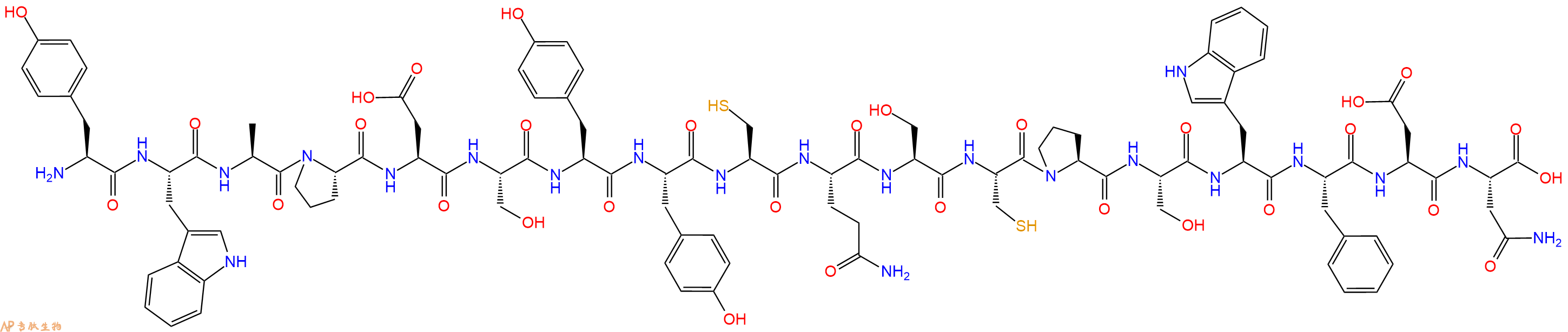 专肽生物产品H2N-Tyr-Trp-Ala-Pro-Asp-Ser-Tyr-Tyr-Cys-Gln-Ser-Cys-Pro-Ser-Trp-Phe-Asp-Asn-OH