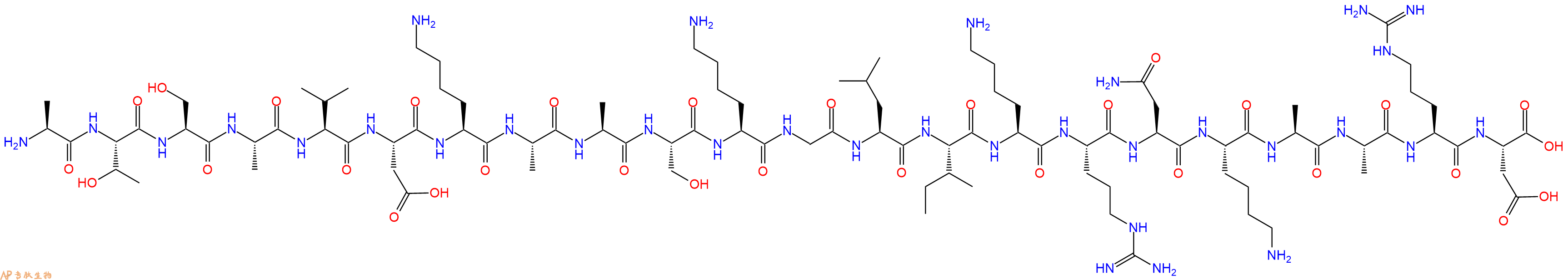 专肽生物产品H2N-Ala-Thr-Ser-Ala-Val-Asp-Lys-Ala-Ala-Ser-Lys-Gly-Leu-Ile-Lys-Arg-Asn-Lys-Ala-Ala-Arg-Asp-OH