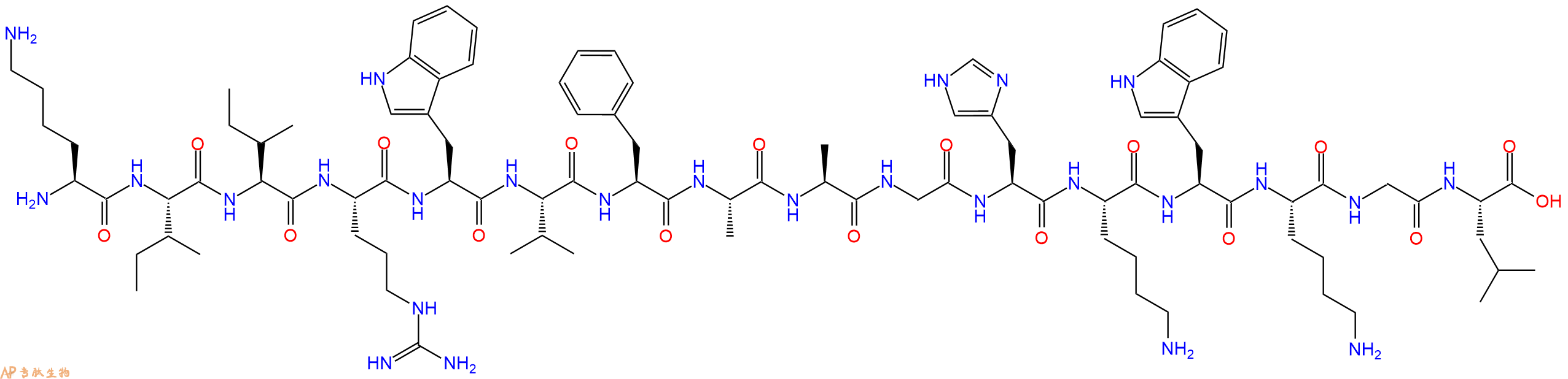 专肽生物产品H2N-Lys-Ile-Ile-Arg-Trp-Val-Phe-Ala-Ala-Gly-His-Lys-Trp-Lys-Gly-Leu-OH