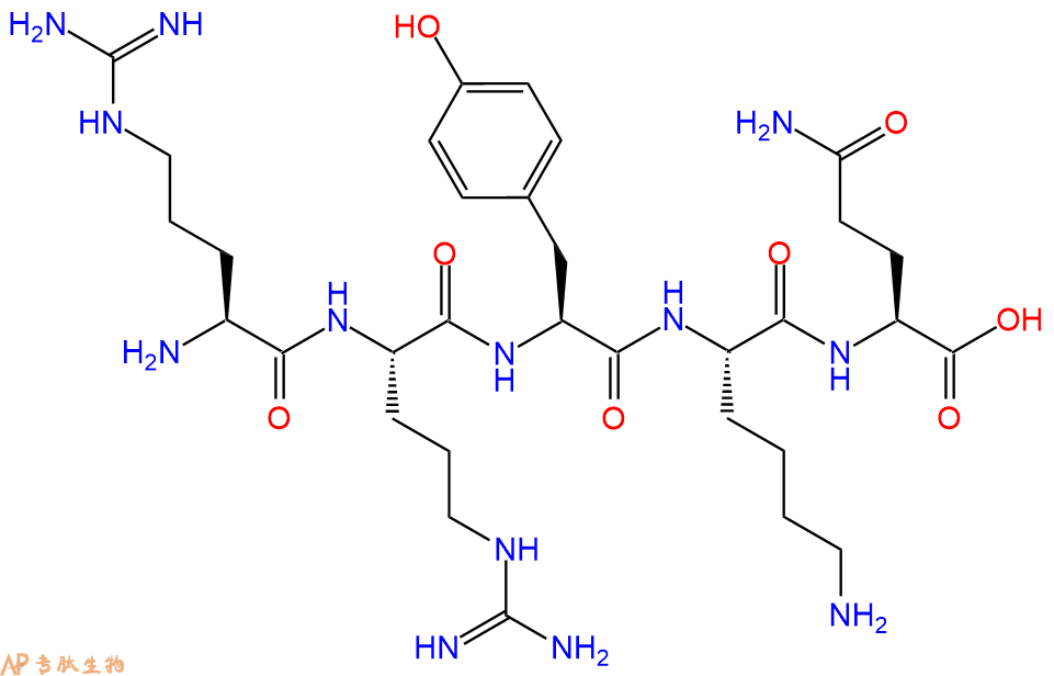 专肽生物产品H2N-Arg-Arg-Tyr-Lys-Gln-OH