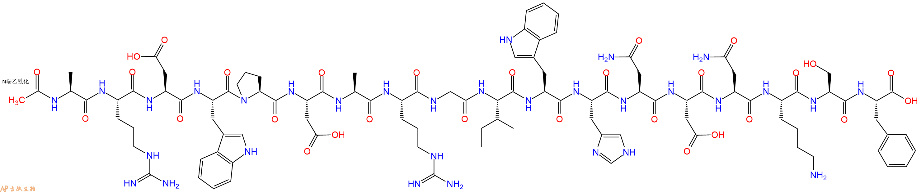 专肽生物产品Ac-Ala-Arg-Asp-Trp-Pro-Asp-Ala-Arg-Gly-Ile-Trp-His-Asn-Asp-Asn-Lys-Ser-Phe-OH