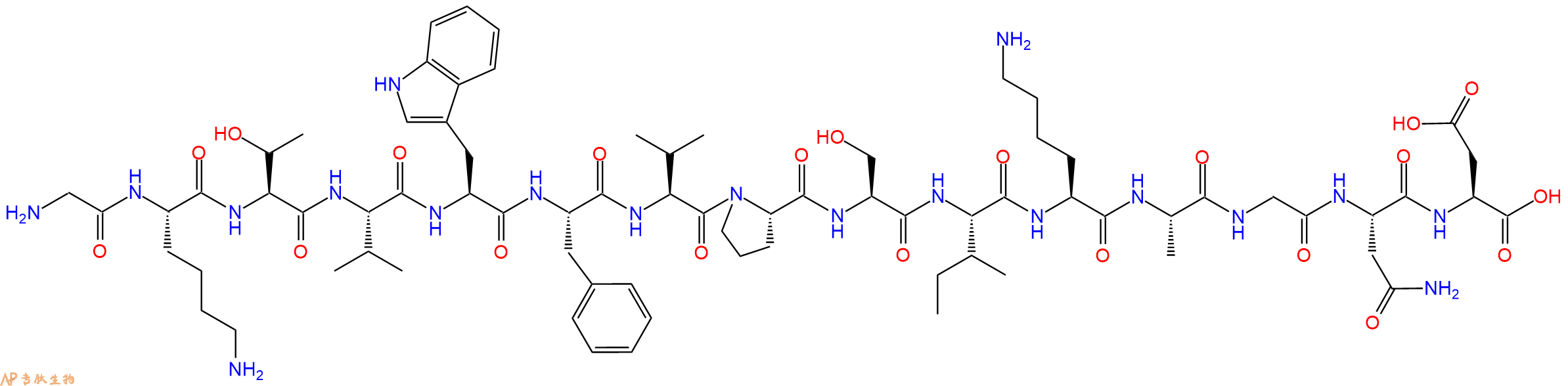 专肽生物产品H2N-Gly-Lys-Thr-Val-Trp-Phe-Val-Pro-Ser-Ile-Lys-Ala-Gly-Asn-Asp-OH