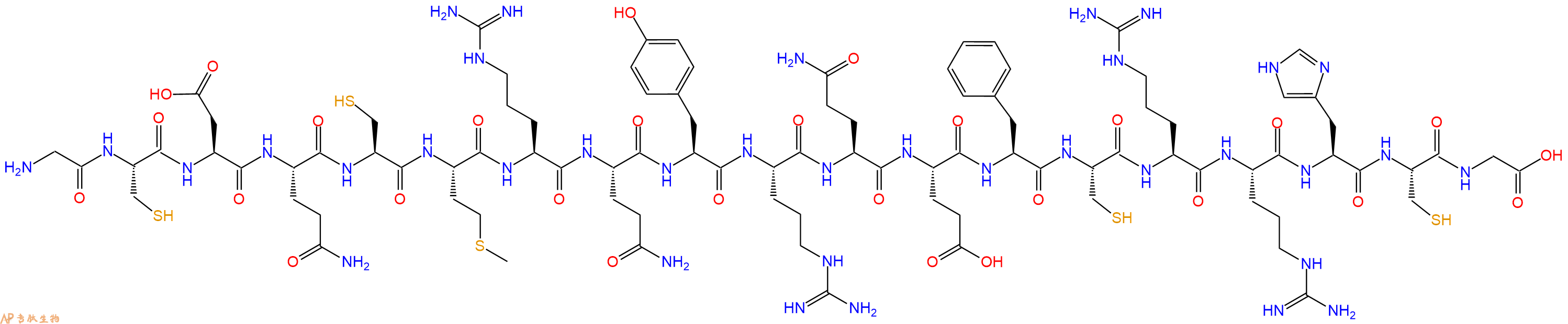 专肽生物产品H2N-Gly-Cys-Asp-Gln-Cys-Met-Arg-Gln-Tyr-Arg-Gln-Glu-Phe-Cys-Arg-Arg-His-Cys-Gly-OH