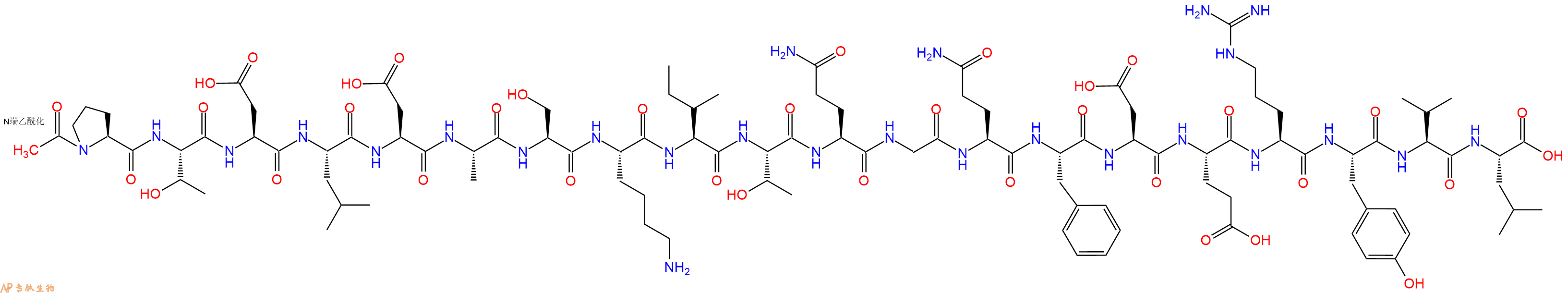 专肽生物产品Ac-Pro-Thr-Asp-Leu-Asp-Ala-Ser-Lys-Ile-Thr-Gln-Gly-Gln-Phe-Asp-Glu-Arg-Tyr-Val-Leu-OH