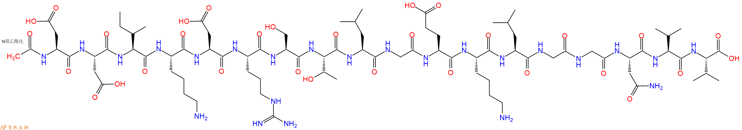 专肽生物产品Ac-Asp-Asp-Ile-Lys-Asp-Arg-Ser-Thr-Leu-Gly-Glu-Lys-Leu-Gly-Gly-Asn-Val-Val-OH