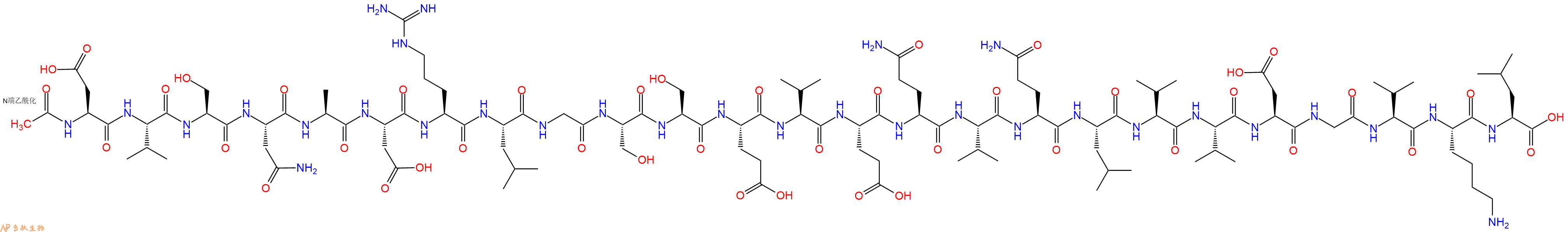 专肽生物产品Ac-Asp-Val-Ser-Asn-Ala-Asp-Arg-Leu-Gly-Ser-Ser-Glu-Val-Glu-Gln-Val-Gln-Leu-Val-Val-Asp-Gly-Val-Lys-Leu-OH