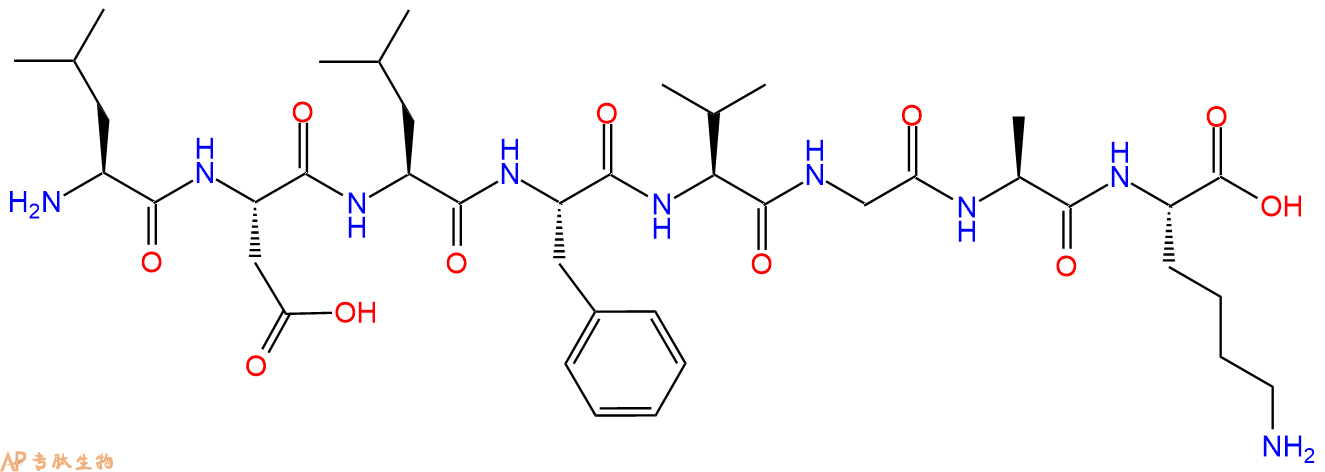 专肽生物产品H2N-Leu-Asp-Leu-Phe-Val-Gly-Ala-Lys-OH
