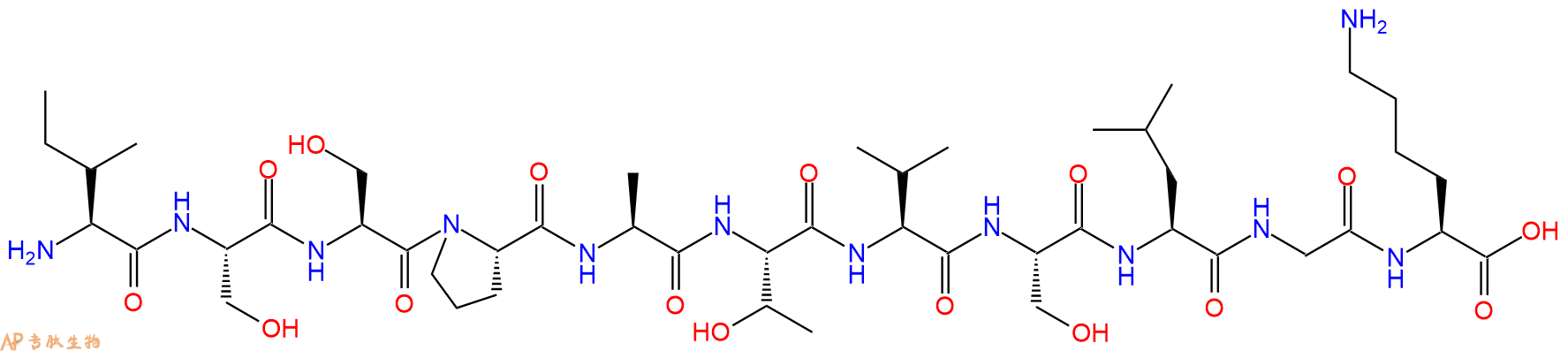 专肽生物产品H2N-Ile-Ser-Ser-Pro-Ala-Thr-Val-Ser-Leu-Gly-Lys-OH