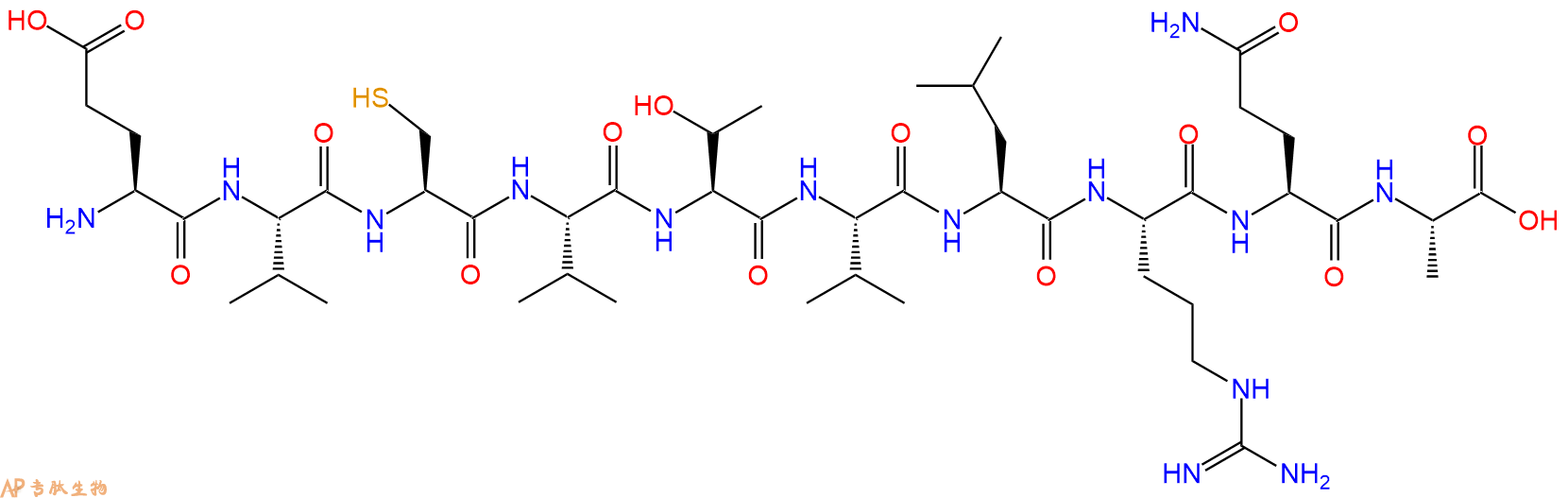 专肽生物产品H2N-Glu-Val-Cys-Val-Thr-Val-Leu-Arg-Gln-Ala-OH