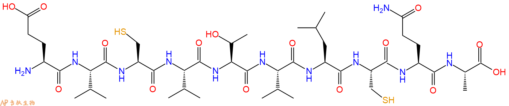 专肽生物产品H2N-Glu-Val-Cys-Val-Thr-Val-Leu-Cys-Gln-Ala-OH