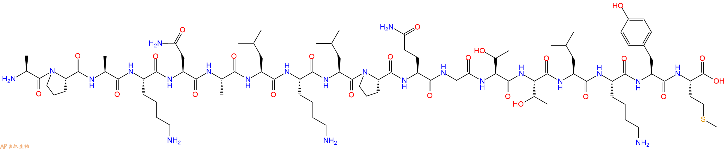 专肽生物产品H2N-Ala-Pro-Ala-Lys-Asn-Ala-Leu-Lys-Leu-Pro-Gln-Gly-Thr-Thr-Leu-Lys-Tyr-Met-OH