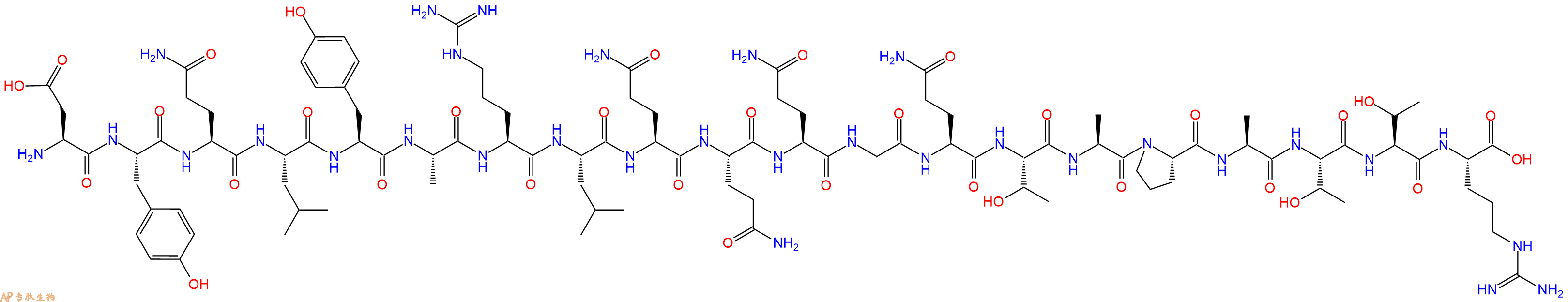 专肽生物产品H2N-Asp-Tyr-Gln-Leu-Tyr-Ala-Arg-Leu-Gln-Gln-Gln-Gly-Gln-Thr-Ala-Pro-Ala-Thr-Thr-Arg-OH