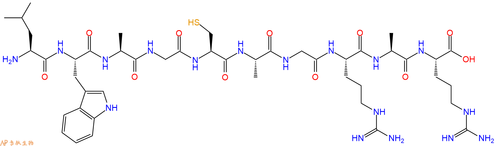 专肽生物产品H2N-Leu-Trp-Ala-Gly-Cys-Ala-Gly-Arg-Ala-Arg-OH