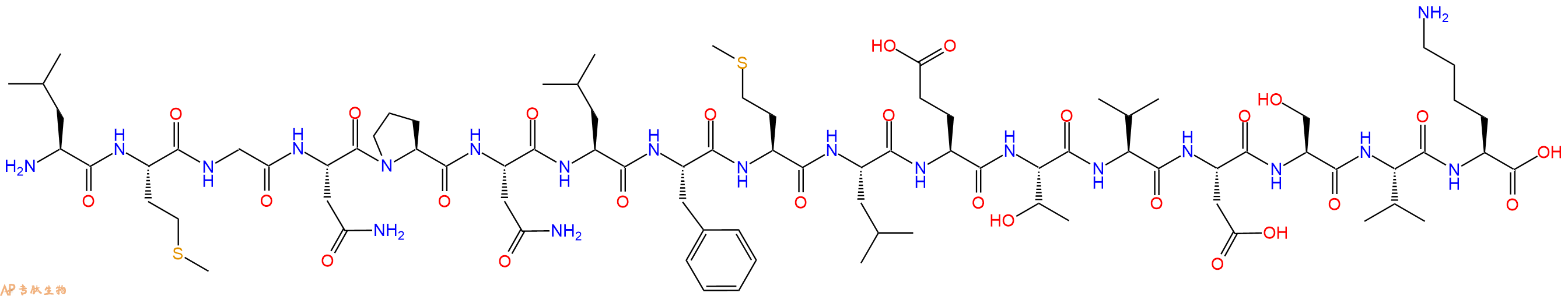 专肽生物产品H2N-Leu-Met-Gly-Asn-Pro-Asn-Leu-Phe-Met-Leu-Glu-Thr-Val-Asp-Ser-Val-Lys-OH