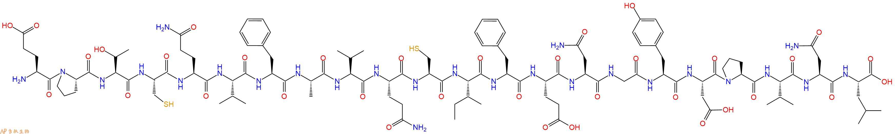 专肽生物产品H2N-Glu-Pro-Thr-Cys-Gln-Val-Phe-Ala-Val-Gln-Cys-Ile-Phe-Glu-Asn-Gly-Tyr-Asp-Pro-Val-Asn-Leu-OH