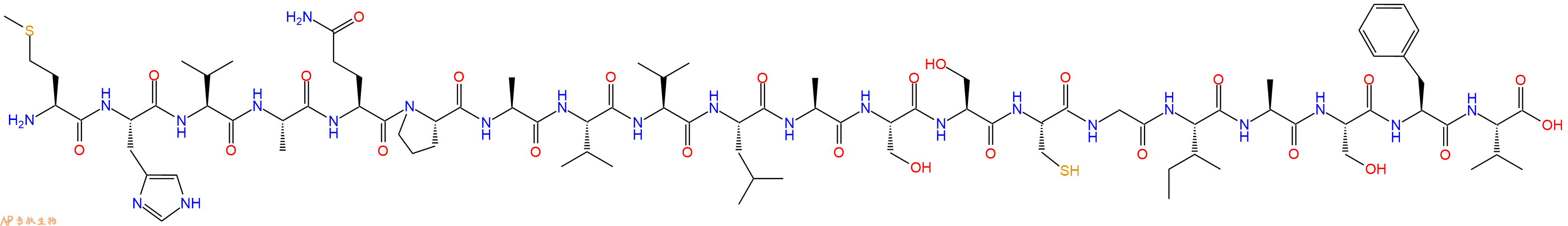 专肽生物产品H2N-Met-His-Val-Ala-Gln-Pro-Ala-Val-Val-Leu-Ala-Ser-Ser-Cys-Gly-Ile-Ala-Ser-Phe-Val-OH