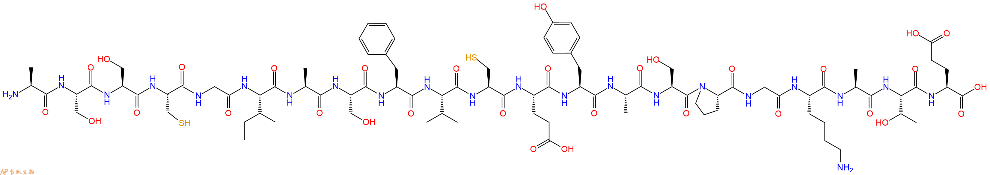 专肽生物产品H2N-Ala-Ser-Ser-Cys-Gly-Ile-Ala-Ser-Phe-Val-Cys-Glu-Tyr-Ala-Ser-Pro-Gly-Lys-Ala-Thr-Glu-OH