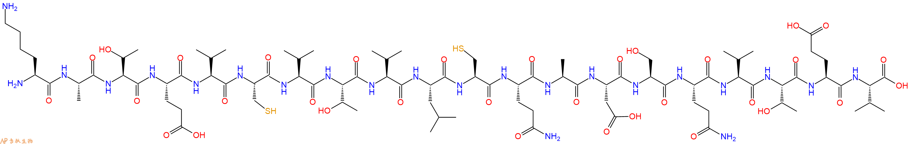专肽生物产品H2N-Lys-Ala-Thr-Glu-Val-Cys-Val-Thr-Val-Leu-Cys-Gln-Ala-Asp-Ser-Gln-Val-Thr-Glu-Val-OH