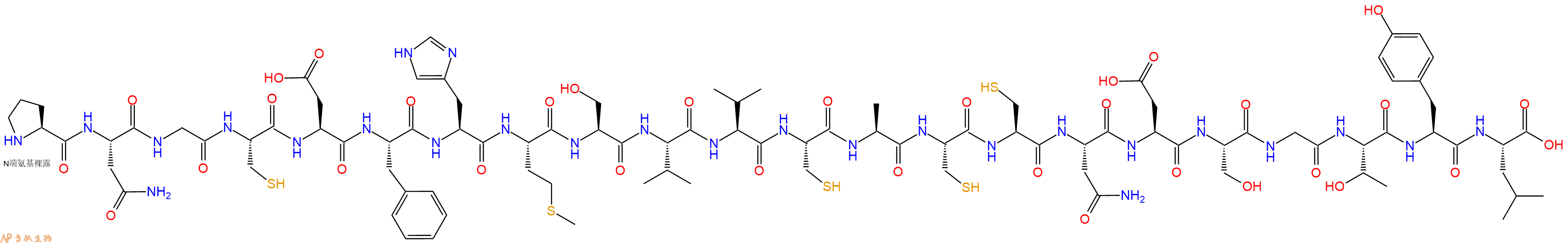 专肽生物产品H2N-Pro-Asn-Gly-Cys-Asp-Phe-His-Met-Ser-Val-Val-Cys-Ala-Cys-Cys-Asn-Asp-Ser-Gly-Thr-Tyr-Leu-OH